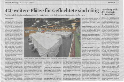 420 weitere Plätze für Geflüchtete sind nötig